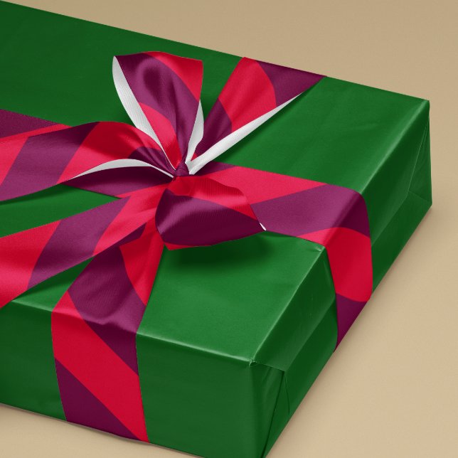 Lazo De Raso Borde rojo y berenjena banda ancha púrpura (deep eggplant purple and berry pink wide striped ribbon for gift giving, home decor and crafting)