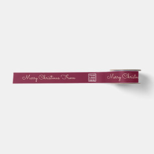 Lazo De Raso Bordeaux Champán Elegante Navidad Personalizada