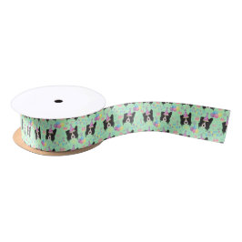 Lazo De Raso Border Collie Birthday Satin Ribbon in Green