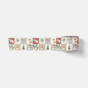 Lazo De Raso Bosque de Navidad Animales del bosque quilt neutro