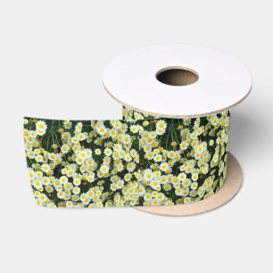 Lazo De Raso Botones de flores de margarita amarillo,