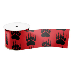 Lazo De Raso Brillante Papel De Oso Negro En Rojo