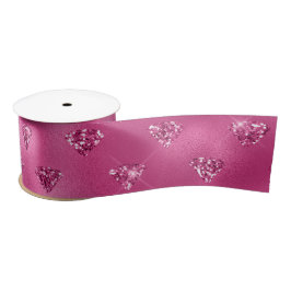 Lazo De Raso Brillante Patrón de Diamantes Rosa Glamuroso