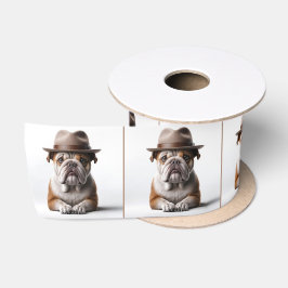 Lazo De Raso Bulldog con un sombrero Fedora