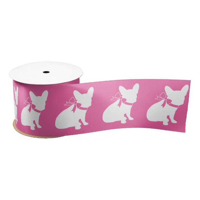 Lazo De Raso Bulldog francés Baby Shower Frenchy Frenchie Pink (Carrete)