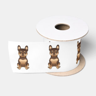 Lazo De Raso Bulldog Francés Cartoon de Chocolate y Beige