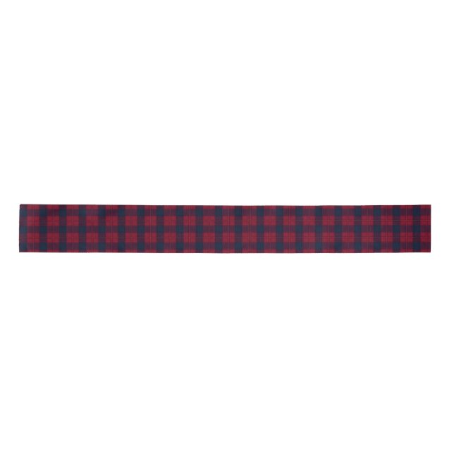 Lazo De Raso Burgundy and Blue Checkered Plaid Ribbon (Anverso)