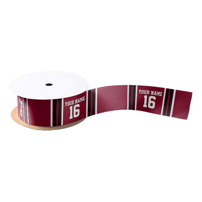 Lazo De Raso Burgundy Black Whats Team Jersey Personalizado Nom (Carrete)