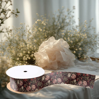 Lazo De Raso Burgundy Chinoiserie Christmas Romantic Floral Art