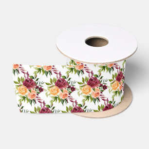 Lazo De Raso Burgundy de Otoño y Floral Naranja