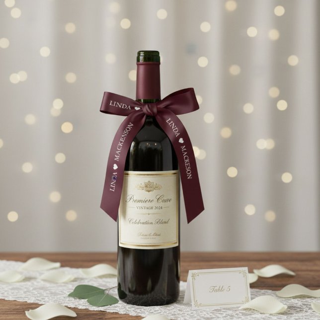 Lazo De Raso Burgundy & Ivory wedding initial Couple name (Subido por el creador)