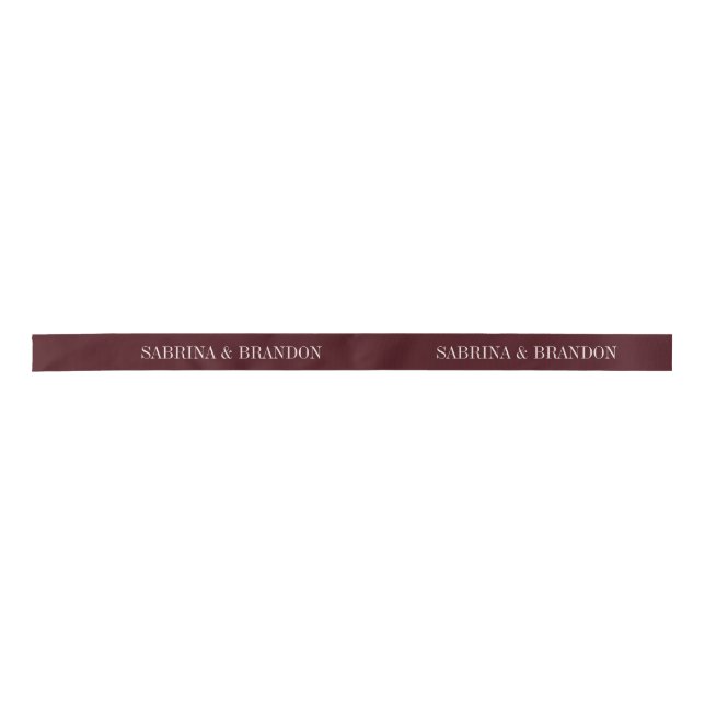 Lazo De Raso Burgundy Wedding Custom Names Pattern (Anverso)