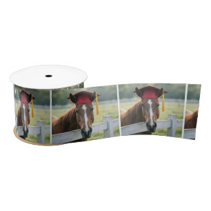 Lazo De Raso Caballo con gorra de graduación roja