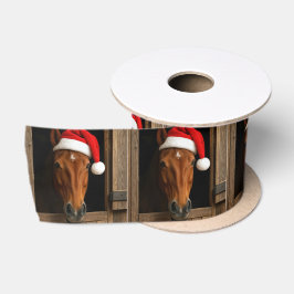 Lazo De Raso Caballo de Navidad en ventana de establo