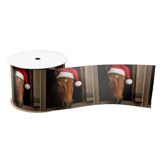 Lazo De Raso Caballo de Navidad en ventana de establo (Carrete)