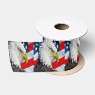 Lazo De Raso Cabeza de águila calva y bandera estadounidense