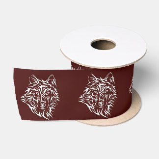 Lazo De Raso Cabeza de lobo blanco sobre rojo de sangre