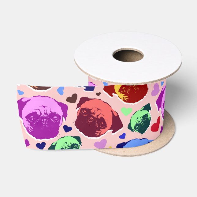 Lazo De Raso Cachorro Pug PopArt Estilo Retro (Carrete)