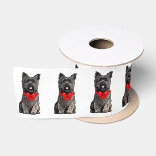 Lazo De Raso Cairn Terrier con Navidades de poco más de 3"