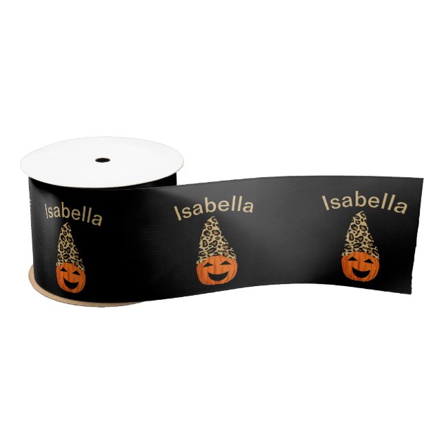 Lazo De Raso Calabaza Con Un Gorra De Leopardo (Carrete)