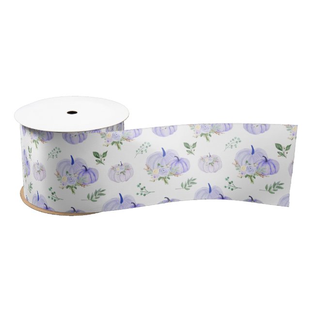 Lazo De Raso Calabazas Moradas Floral (Carrete)