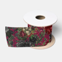 Calavera gótica vintage y Rosas rojos y negros