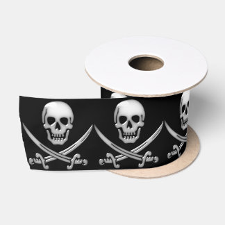 Lazo De Raso Calavera pirata y espadas cruzadas