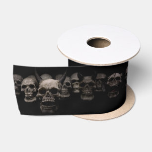 Lazo De Raso Calaveras espeluznantes con cuernos de diablo góti