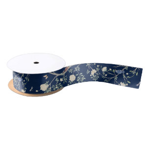 Lazo De Raso Camellia Garden Navy Blue Chinoiserie