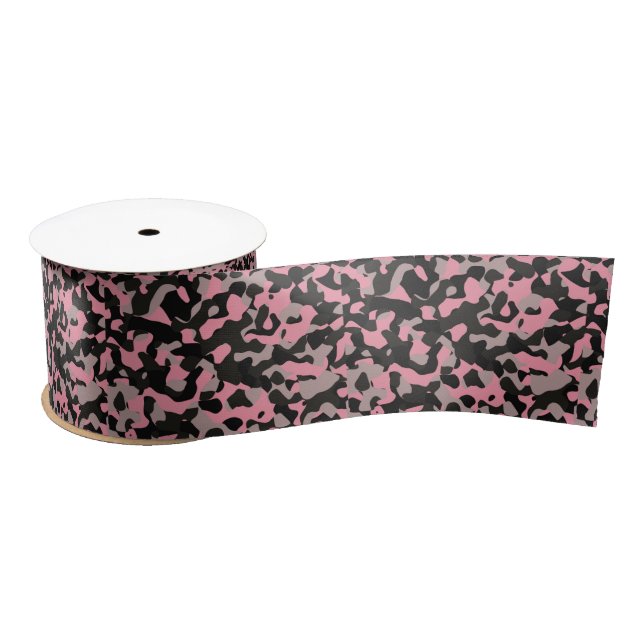 Lazo De Raso Camo rosa y negro (Carrete)