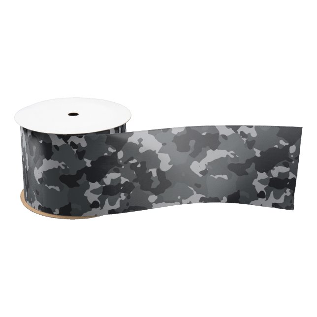 Lazo De Raso Camuflaje Militar Urbano Camo Negro Gris (Carrete)