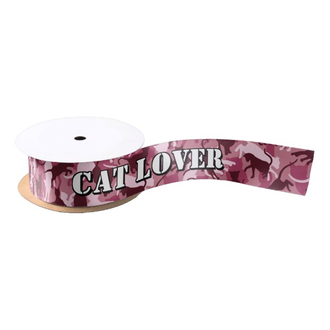 Lazo De Raso Camuflaje rosado de gatos (Carrete)