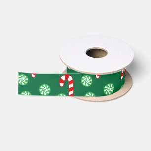 Lazo De Raso Caña de Caramelo Roja Verde Navidad