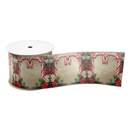 Lazo De Raso Candy Cane Christmas Satin Ribbon