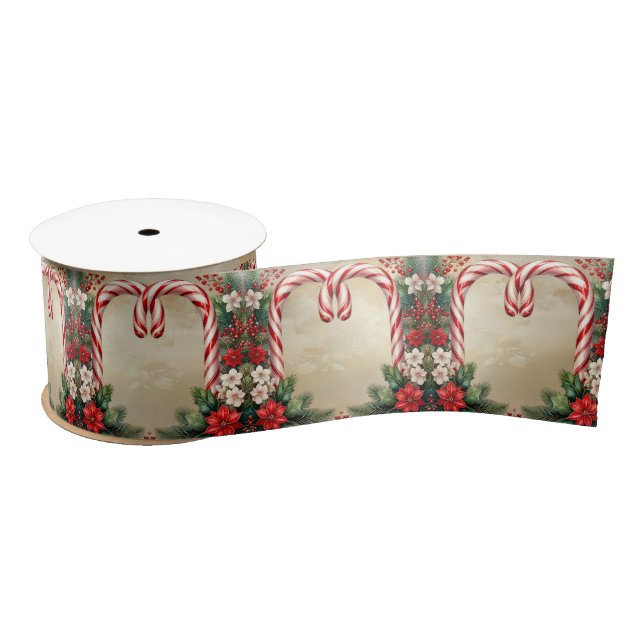 Lazo De Raso Candy Cane Christmas Satin Ribbon (Carrete)