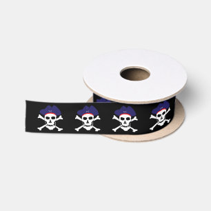 Lazo De Raso Capitán Jack y bandera de piratas, calavera, negro