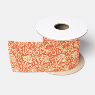 Lazo De Raso Carnación de Art Nouveau Damask, Naranja mandarín
