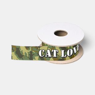 Lazo De Raso Cats Woodland Camouflage Satin Ribbon