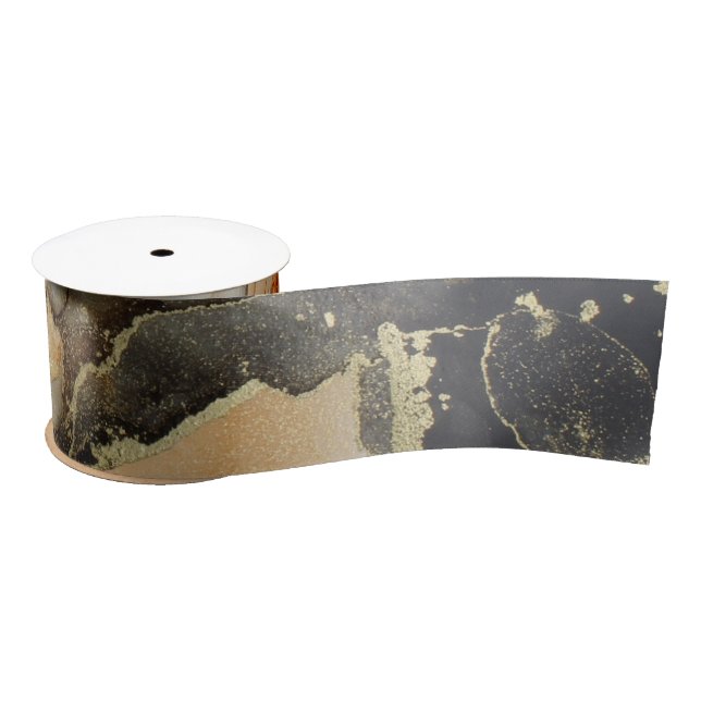 Lazo De Raso Celestial Naranja de oro negro (Carrete)