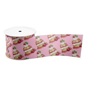 Lazo De Raso Cereza de fresa Tapón postre fresa fresas