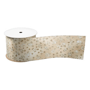 Lazo De Raso Champán Faux Purpurina Cheetah Spots