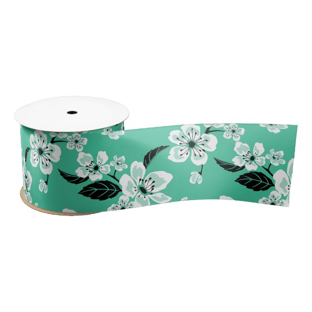 LAZO DE RASO CHERRY BLOSSOM - SAKURA (MINT) (Carrete)