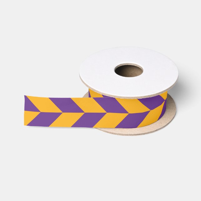 Lazo De Raso Chevron morado y amarillo Zigzag (Carrete)