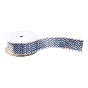 Lazo De Raso Chevron ZigZag Navy Blue Silver White
