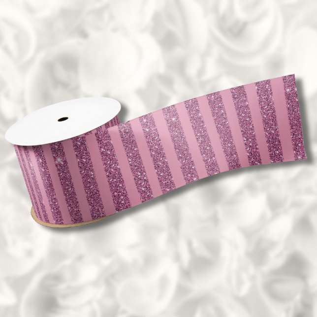 Lazo De Raso Chic Blush Pink Glitter Style Vertical Stripes (Subido por el creador)
