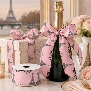 Lazo De Raso Chic francés rosa gris vintage paris torre eiffel 