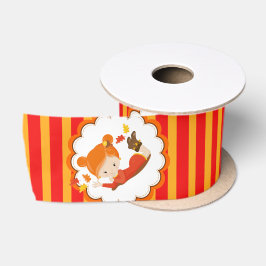 Lazo De Raso Chica Adorable De Otoño Pintado A Mano