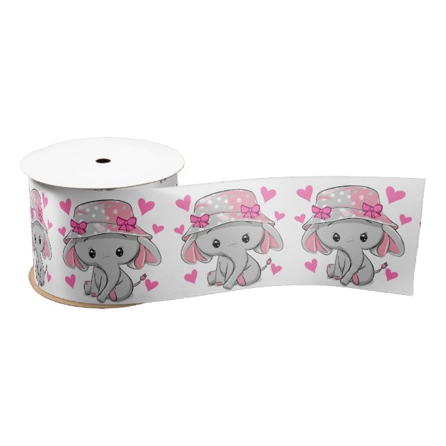 Lazo De Raso Chica Cute Baby Elephant  (Carrete)