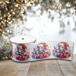 Lazo De Raso Chica de animaciones en Navidades de la acuarela d