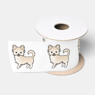 Lazo De Raso Chihuahua de Abrigo Largo Crema Perro de Dibujos A